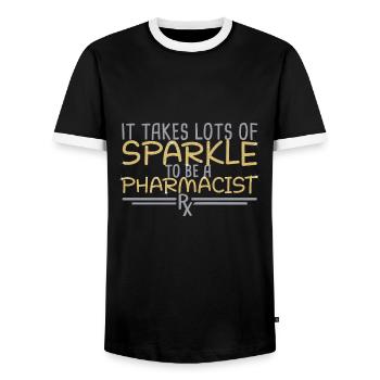 Pharmacist Sparkle - Men's Ringer Shirt - black/white - Front - AI Model Female 172 light (172cm) & AI Model Male 178 light (178cm)