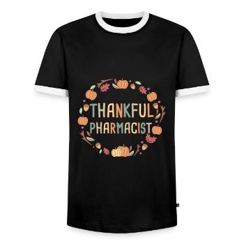Pharmacist Thanksgiving - Men's Ringer Shirt - black/white - Front - AI Model Female 172 light (172cm) & AI Model Male 178 light (178cm)