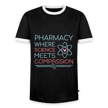 Apotheke where science meets compassion - Männer Kontrast-T-Shirt - Schwarz/Weiß - Vorne - AI Model Female 172 light (172cm) & AI Model Male 178 light (178cm)