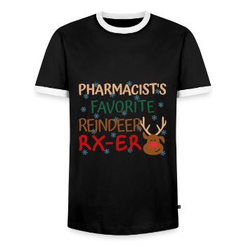 Pharmacist Christmas favorite Reindeer - Men's Ringer Shirt - black/white - Front - AI Model Female 172 light (172cm) & AI Model Male 178 light (178cm)