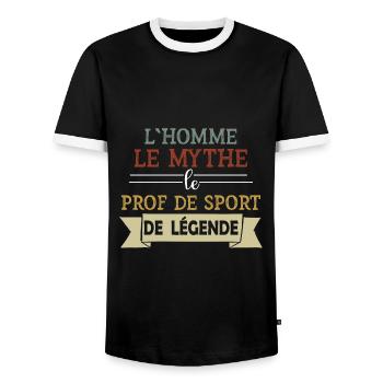 Profs - Sport - Cadeau - Mythe - Homme - Drôle - T-shirt contrasté Homme - noir/blanc - Devant - AI Model Female 172 light (172cm) & AI Model Male 178 light (178cm)