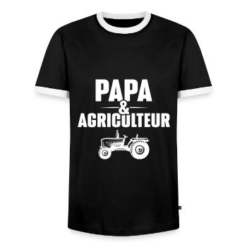 Papa et Agriculteur - Cadeau papa agriculteur - T-shirt contrasté Homme - noir/blanc - Devant - AI Model Female 172 light (172cm) & AI Model Male 178 light (178cm)