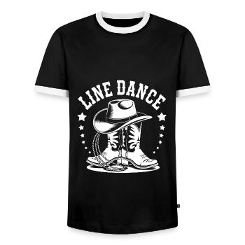 La danse en ligne : mon hobby - ma passion - mon truc - T-shirt contrasté Homme - noir/blanc - Devant - AI Model Female 172 light (172cm) & AI Model Male 178 light (178cm)