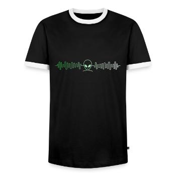 Alien science fiction nerd espace battement de coeur - T-shirt contrasté Homme - noir/blanc - Devant - AI Model Female 172 light (172cm) & AI Model Male 178 light (178cm)