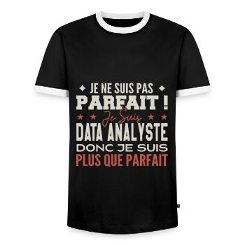 Data Analyst, the Dream Job in the Spotlight - Men's Ringer Shirt - black/white - Front - AI Model Female 172 light (172cm) & AI Model Male 178 light (178cm)