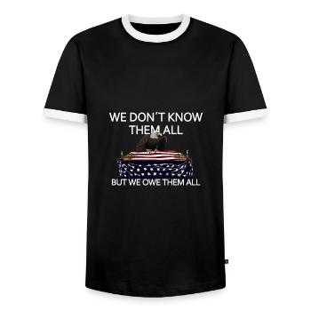 We Don't Know Them All But We Owe Them All Veteran - Männer Kontrast-T-Shirt - Schwarz/Weiß - Vorne - AI Model Female 172 light (172cm) & AI Model Male 178 light (178cm)