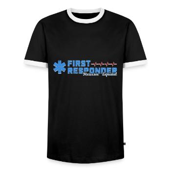 Cool Blue First Responder Rescue Squad Motif - Men's Ringer Shirt - black/white - Front - AI Model Female 172 light (172cm) & AI Model Male 178 light (178cm)