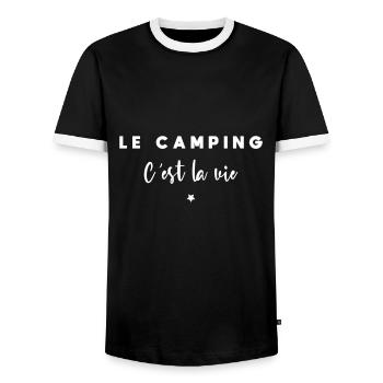 Le camping c est la vie - T-shirt contrasté Homme - noir/blanc - Devant - AI Model Female 172 light (172cm) & AI Model Male 178 light (178cm)