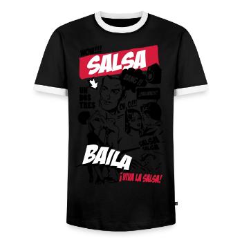Salsa comique - T-shirt contrasté Homme - noir/blanc - Devant - AI Model Female 172 light (172cm) & AI Model Male 178 light (178cm)