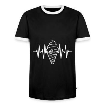 Eiscreme Liebe Eis Herzschlag - Männer Kontrast-T-Shirt - Schwarz/Weiß - Vorne - AI Model Female 172 light (172cm) & AI Model Male 178 light (178cm)