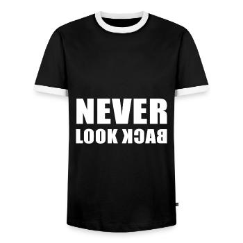 Ne jamais regarder en arrière - T-shirt contrasté Homme - noir/blanc - Devant - AI Model Female 172 light (172cm) & AI Model Male 178 light (178cm)