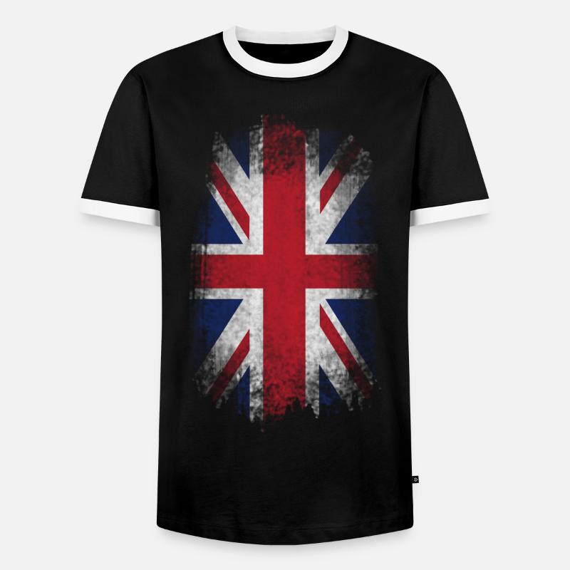 Usé drapeau du Royaume-Uni - T-shirt contrasté Homme - noir/blanc