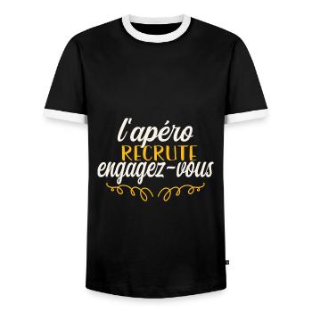 apéro recrute engagez vous - T-shirt contrasté Homme - noir/blanc - Devant - AI Model Female 172 light (172cm) & AI Model Male 178 light (178cm)