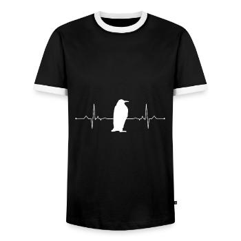 Pinguin Herzschlag - Männer Kontrast-T-Shirt - Schwarz/Weiß - Vorne - AI Model Female 172 light (172cm) & AI Model Male 178 light (178cm)