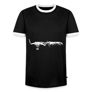 Highland Cattle / Cattle / Scottish Highland Cattle - Men's Ringer Shirt - black/white - Front - AI Model Female 172 light (172cm) & AI Model Male 178 light (178cm)