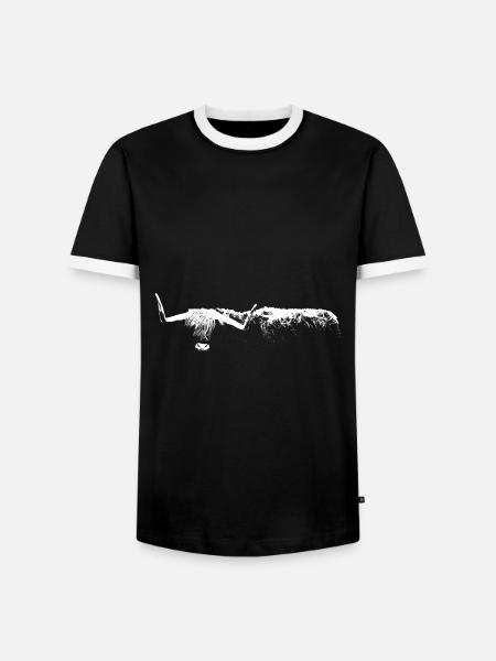 Højlandskvæg / Kvæg / Skotsk højlandskvæg - Herre kontrast-T-shirt - sort/hvid