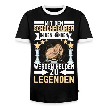 Schach Schachspieler - Männer Kontrast-T-Shirt - Schwarz/Weiß - Vorne - AI Model Female 172 light (172cm) & AI Model Male 178 light (178cm)