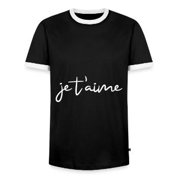 je t'aime - Men's Ringer Shirt - black/white - Front - AI Model Female 172 light (172cm) & AI Model Male 178 light (178cm)