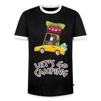 Allons faire du camping et voyager en voiture T-shirt - T-shirt contrasté Homme - noir/blanc - Devant - AI Model Female 172 light (172cm) & AI Model Male 178 light (178cm)