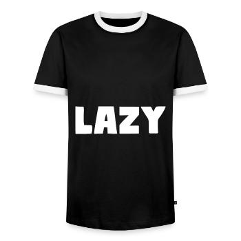 Lazy - Men's Ringer Shirt - black/white - Front - AI Model Female 172 light (172cm) & AI Model Male 178 light (178cm)