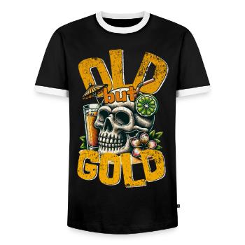 Cocktail vieux mais doré avec crâne - T-shirt contrasté Homme - noir/blanc - Devant - AI Model Female 172 light (172cm) & AI Model Male 178 light (178cm)