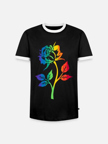 RAINBOW ROSE - Men's Ringer Shirt - black/white