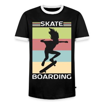 Skater Skateboarder Skateboarding - Men's Ringer Shirt - black/white - Front - AI Model Female 172 light (172cm) & AI Model Male 178 light (178cm)