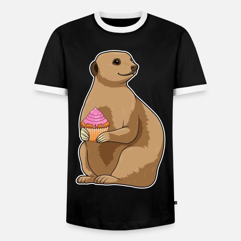 Erdmännchen Muffin - Männer Kontrast-T-Shirt - Schwarz/Weiß