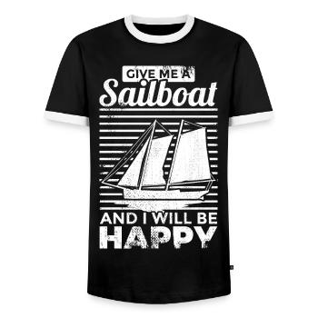 Sailing saying - Men's Ringer Shirt - black/white - Front - AI Model Female 172 light (172cm) & AI Model Male 178 light (178cm)