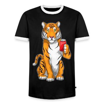 Tiger Tin - Men's Ringer Shirt - black/white - Front - AI Model Female 172 light (172cm) & AI Model Male 178 light (178cm)