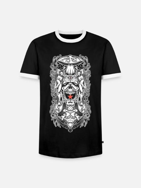 Psychedelisches Schädelportal – Okkulte Pilzvision - Männer Kontrast-T-Shirt - Schwarz/Weiß