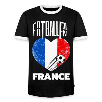Fussball Fan Frankreich - Männer Kontrast-T-Shirt - Schwarz/Weiß - Vorne - AI Model Female 172 light (172cm) & AI Model Male 178 light (178cm)