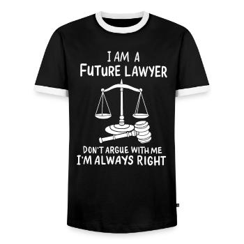 Future Lawyer Don't Argue With Me Law Paralegal - Men's Ringer Shirt - black/white - Front - AI Model Female 172 light (172cm) & AI Model Male 178 light (178cm)