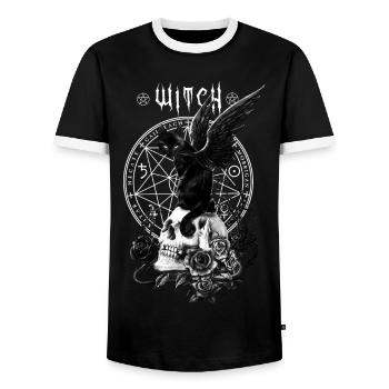 Alchemy England Nine Lives of Poe - Men's Ringer Shirt - black/white - Front - AI Model Female 172 light (172cm) & AI Model Male 178 light (178cm)