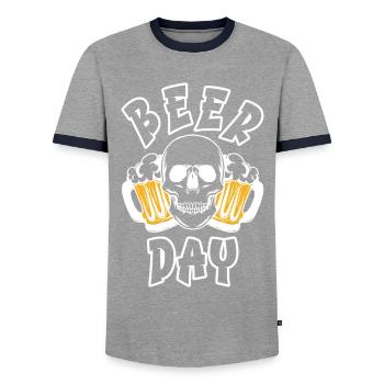 JOURNÉE DE LA BIÈRE - T-shirt contrasté Homme - gris/marine  - Devant - AI Model Female 172 light (172cm) & AI Model Male 178 light (178cm)