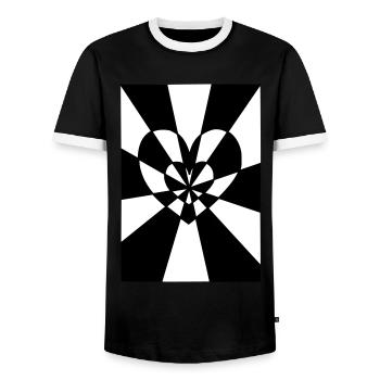Rayon du cœur - T-shirt contrasté Homme - noir/blanc - Devant - AI Model Female 172 light (172cm) & AI Model Male 178 light (178cm)