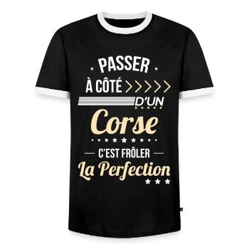 Corse - Frôler la perfection - T-shirt contrasté Homme - noir/blanc - Devant - AI Model Female 172 light (172cm) & AI Model Male 178 light (178cm)