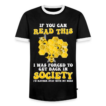 Beekeeper Bee Bumblebee - Men's Ringer Shirt - black/white - Front - AI Model Female 172 light (172cm) & AI Model Male 178 light (178cm)