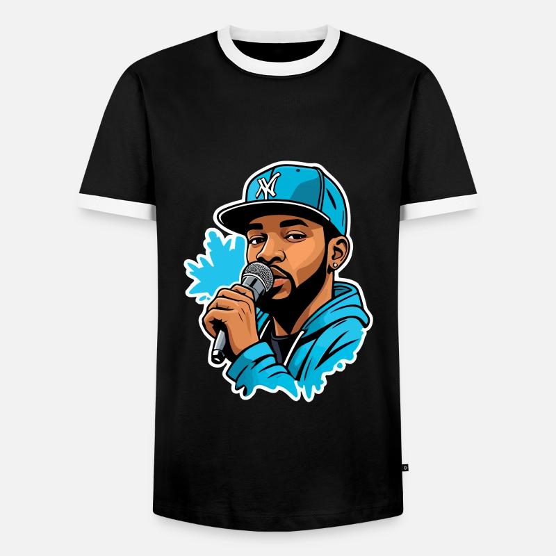 MC With a Microphone - Men's Ringer Shirt - black/white