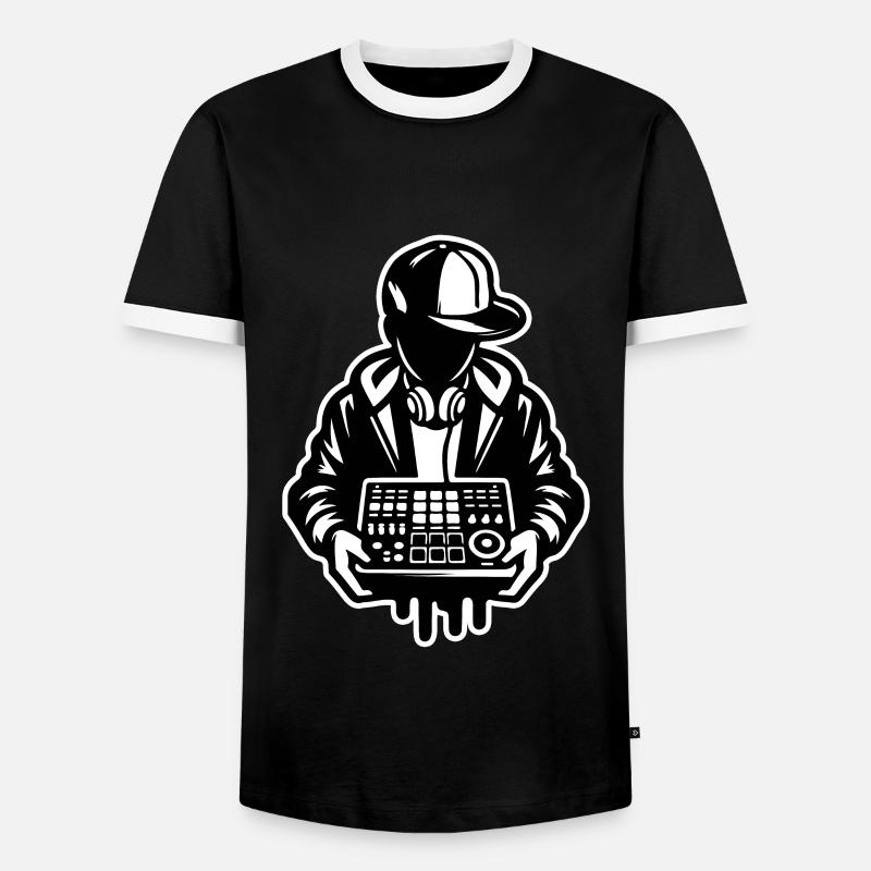 Beat Maker Holding Sampler - Men's Ringer Shirt - black/white