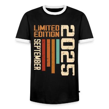 September 2025 Originelle Geschenkidee zum Geburtstag - Männer Kontrast-T-Shirt - Schwarz/Weiß - Vorne - AI Model Female 172 light (172cm) & AI Model Male 178 light (178cm)