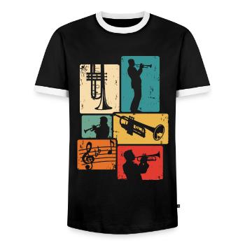 Trompete Musiker Orchester Trompeter - Männer Kontrast-T-Shirt - Schwarz/Weiß - Vorne - AI Model Female 172 light (172cm) & AI Model Male 178 light (178cm)