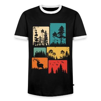 Wald Natur Bäume Outdoor Wildnis Wälder - Männer Kontrast-T-Shirt - Schwarz/Weiß - Vorne - AI Model Female 172 light (172cm) & AI Model Male 178 light (178cm)