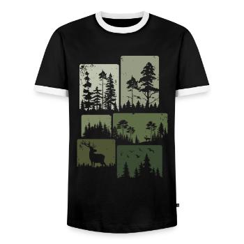Wald Natur Bäume Outdoor Wildnis Wälder - Männer Kontrast-T-Shirt - Schwarz/Weiß - Vorne - AI Model Female 172 light (172cm) & AI Model Male 178 light (178cm)