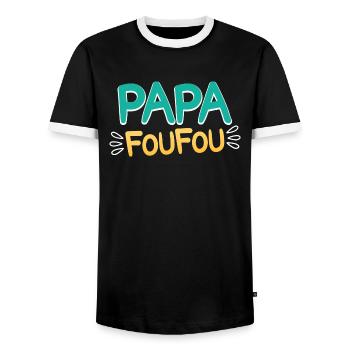 Humour Homme Papa Foufou Fête Des Pères 2024 - T-shirt contrasté Homme - noir/blanc - Devant - AI Model Female 172 light (172cm) & AI Model Male 178 light (178cm)
