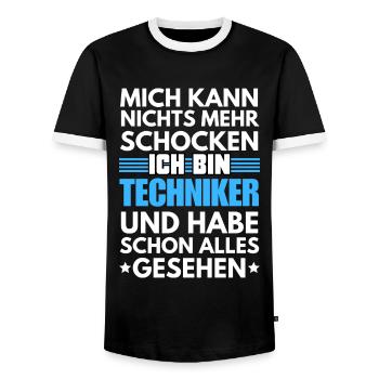 Nicht schockbarer Techniker - Männer Kontrast-T-Shirt - Schwarz/Weiß - Vorne - AI Model Female 172 light (172cm) & AI Model Male 178 light (178cm)