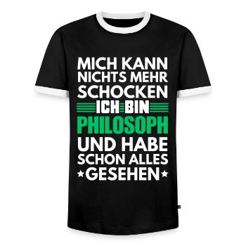 Nicht schockbarer Philosoph - Männer Kontrast-T-Shirt - Schwarz/Weiß - Vorne - AI Model Female 172 light (172cm) & AI Model Male 178 light (178cm)