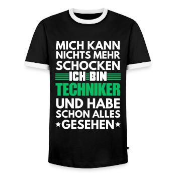 Nicht schockbarer Techniker - Männer Kontrast-T-Shirt - Schwarz/Weiß - Vorne - AI Model Female 172 light (172cm) & AI Model Male 178 light (178cm)