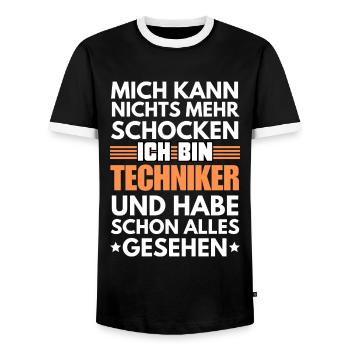 Nicht schockbarer Techniker - Männer Kontrast-T-Shirt - Schwarz/Weiß - Vorne - AI Model Female 172 light (172cm) & AI Model Male 178 light (178cm)