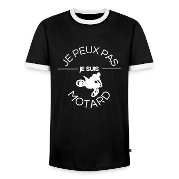 JE PEUX PAS JE SUIS MOTARD - T-shirt contrasté Homme - noir/blanc - Devant - AI Model Female 172 light (172cm) & AI Model Male 178 light (178cm)